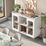 Armário de Bar de Vinho com Tomada, Armário de Bebidas com Luz LED e Suporte para Copos, Armário de Café para Casa, Personalizado