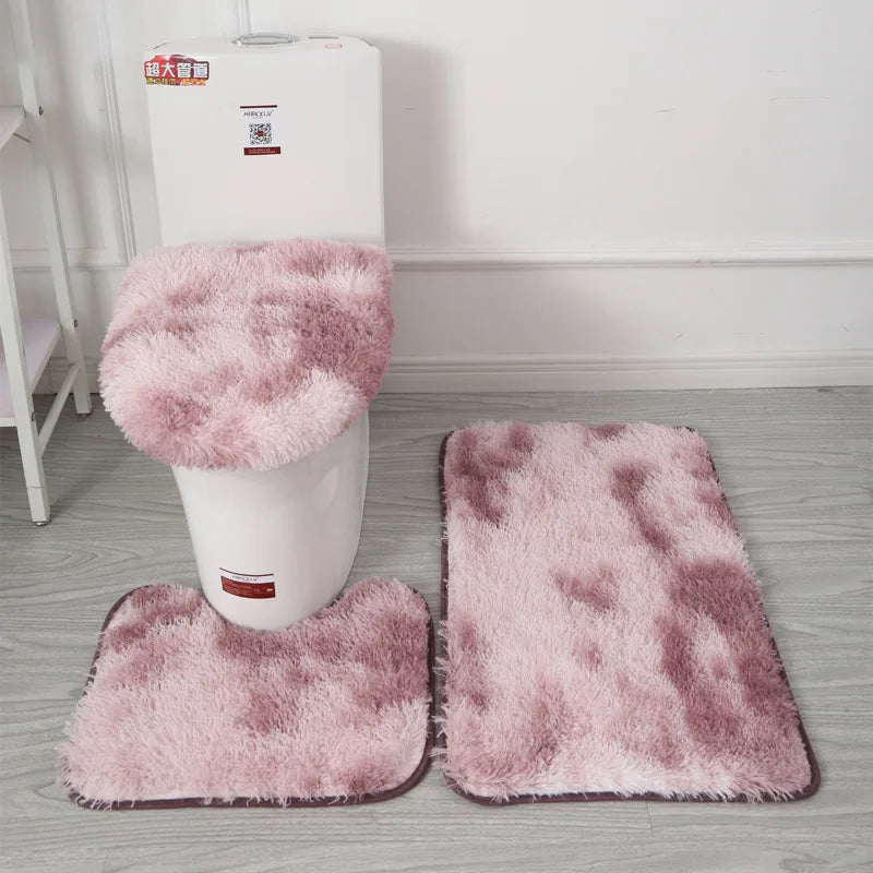 Conjunto de 3 Peças de Tampa de Assento de Vaso Sanitário Tapete de Banho Tapete para Piso do Banheiro Tapete Antiderrapante e Absorvente Decoração para Banheira