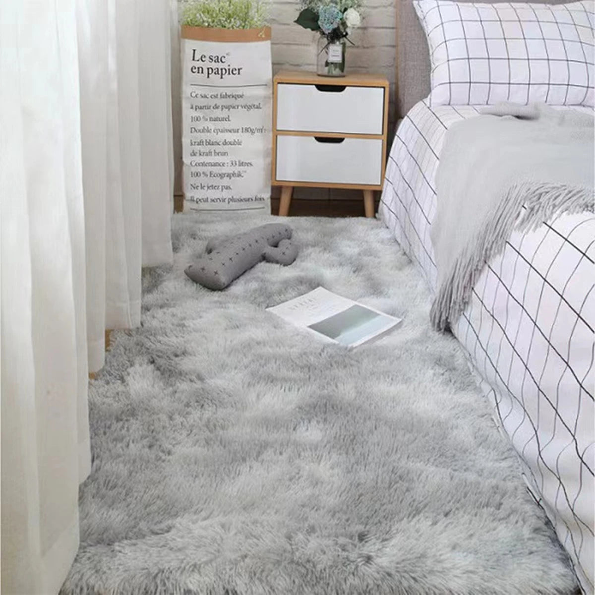 Tapetes Macios de Área Tapete de Quarto Fofinho Antiderrapante Tie-Dye Peludo Shag Confortável Tapete Fofo ao Lado da Cama Tapete de Sala de Estar