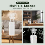 Umidificador de Ar 600ML com Dupla Saída de Spray, Difusor de Óleos Essenciais, Atomizador Silencioso e Luzes Coloridas Para Casa, Escritório ou Carro