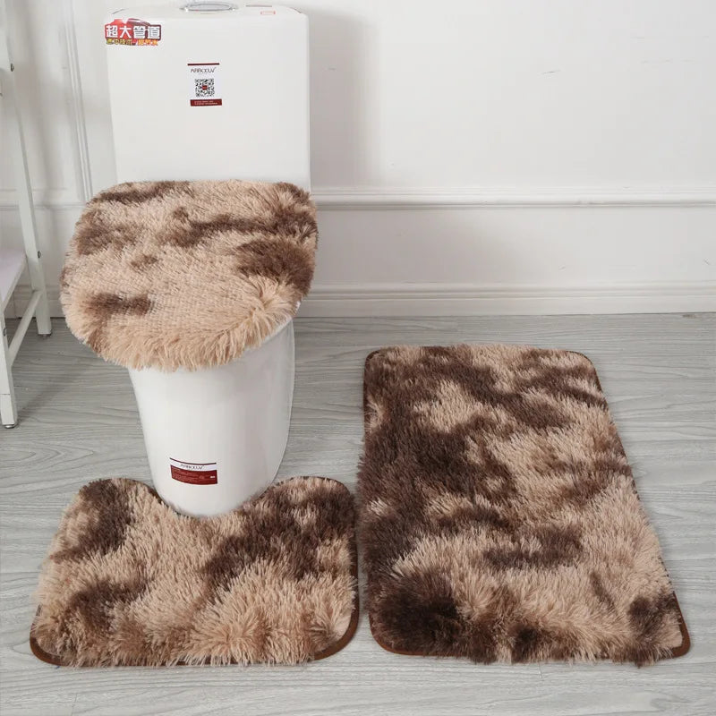 Conjunto de 3 Peças de Tampa de Assento de Vaso Sanitário Tapete de Banho Tapete para Piso do Banheiro Tapete Antiderrapante e Absorvente Decoração para Banheira