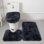 Conjunto de 3 Peças de Tampa de Assento de Vaso Sanitário Tapete de Banho Tapete para Piso do Banheiro Tapete Antiderrapante e Absorvente Decoração para Banheira